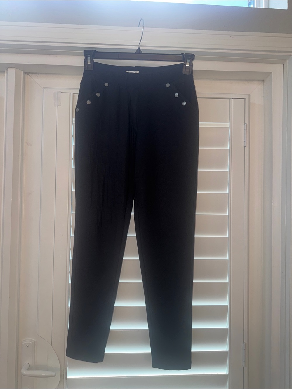 Woman’s Black Casual Trousers with Button Detail Size L/Xl
